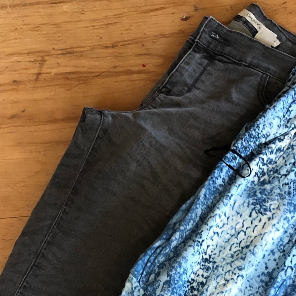 DKNY zebra print dark grey skinny jeans